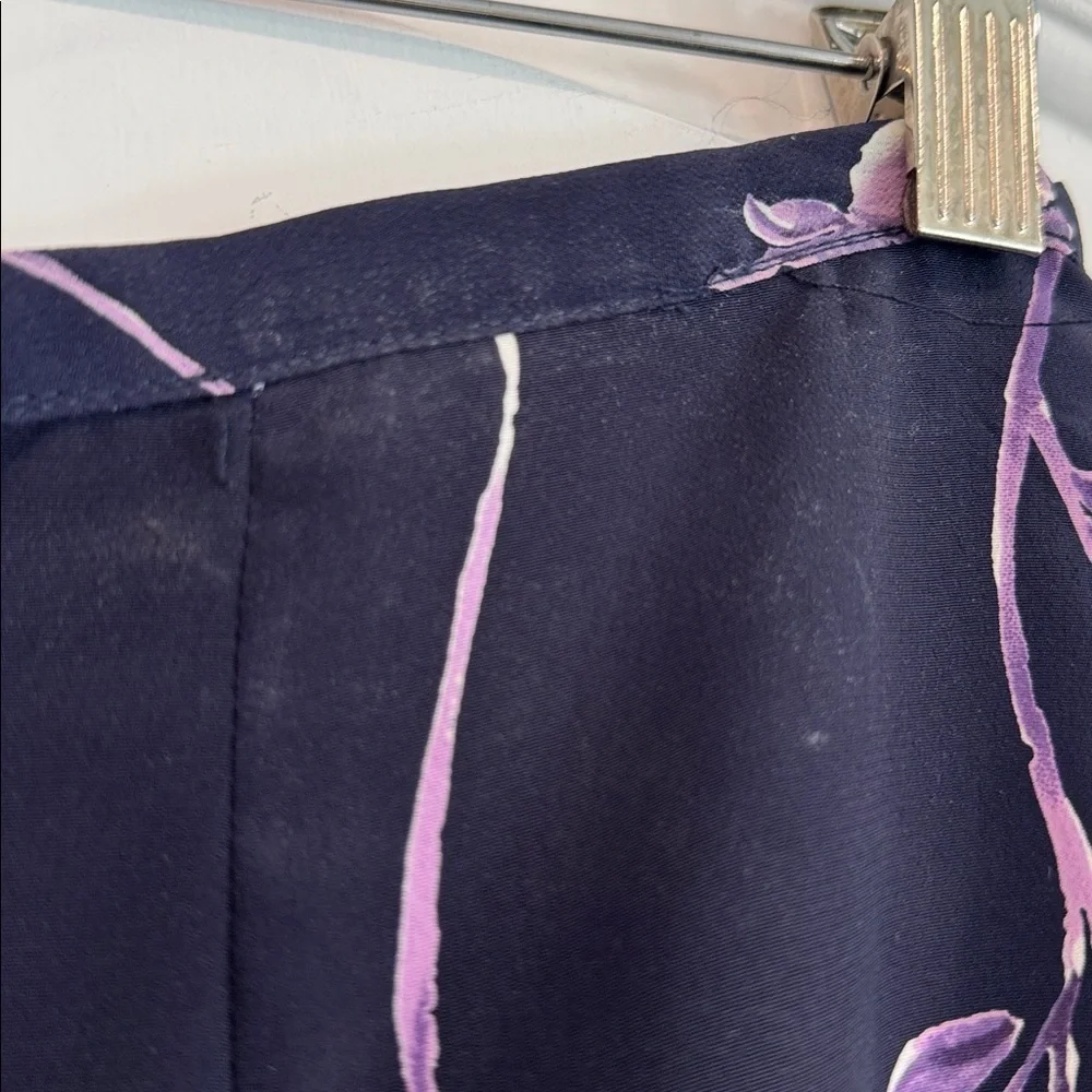 Vintage Maren A-Line Navy & Purple Floral Flowy Maxi Skirt Size 10